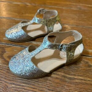 Zara Baby Girl Flats Size 5 Sequins Silver Shoes